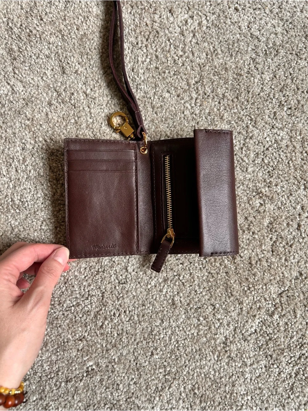 Madewell Leather Wristlet with Gold Hardware-Never Used